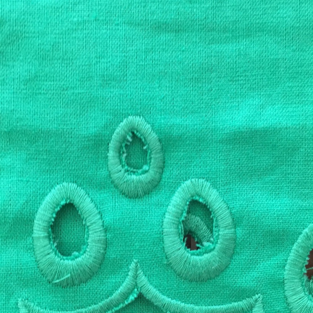 NWOT Anthropologie Kelly green embroidered broderie cotton linen ruffle top M - Picture 11 of 11